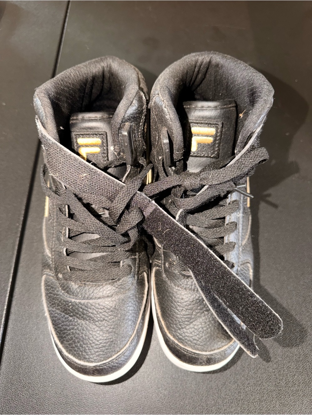 Fila Kids Black High-Top Sneakers with Gold Logo
